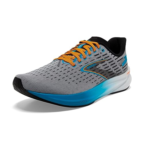 Brooks Men’s Hyperion Neutral Running Shoe - Grey/Atomic Blue/Scarlet - 10.5 Medium