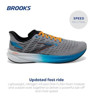 Brooks Men’s Hyperion Neutral Running Shoe - Grey/Atomic Blue/Scarlet - 10.5 Medium