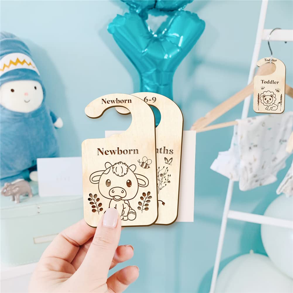 CRASPIRE Baby Nursery Closet Dividers Set of 10 Wooden Double-Sided Baby Clothes Size Hanger Organizer Moon Theme Nursery Decor from Newborn to 24 Months Home Wardrobe