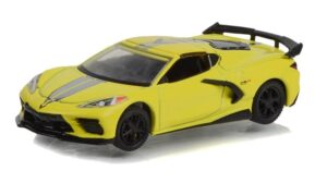 greenlight 30321 2022 chevy corvette c8 stingray coupe - 2022 imsa gtlm championship edition - accelerate yellow (hobby exclusive) 1/64 scale