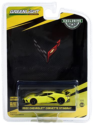 Greenlight 30321 2022 Chevy Corvette C8 Stingray Coupe - 2022 IMSA GTLM Championship Edition - Accelerate Yellow (Hobby Exclusive) 1/64 Scale