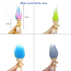 Lucky Mini Troll Dolls PVC Vintage Action Figures Cake Toppers Chromatic Adorable Cute Little Guys Collection, School Project, Arts Crafts, Party Favors (20pack-A)