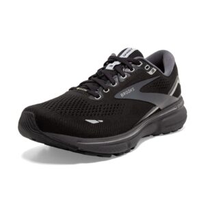 brooks women's ghost 15 gtx waterproof neutral running shoe - black/blackened pearl/alloy - 8 medium