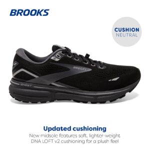 Brooks Women's Ghost 15 GTX Waterproof Neutral Running Shoe - Black/Blackened Pearl/Alloy - 8 Medium