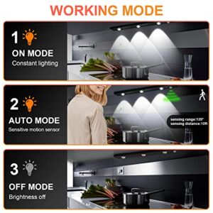 Bestendony Under Cabinet Lights Wireless, Rechargeable Motion Sensor Cabinet Lights, 3 Colors Dimmable Under Cabinet Lighting Lights for Kitchen, Closet,Bars,Pantry,Home Life - 2 Pack