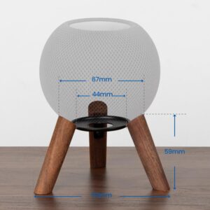 GGMM Real Wood Stand for HomePod Mini-Mid-Century Modern Style Wooden Dock with Sleek Metal Frame, Made of Black Walnut