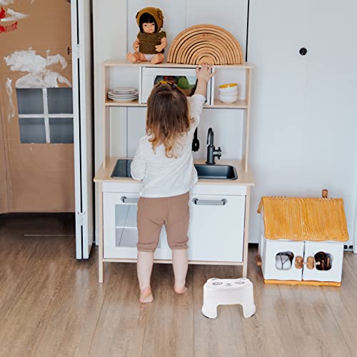 SECFOU Step Stool White Helper Pregnant Stool Plastic Living Step Anti- Home Cartoon and Foot Skid Room Chairs Non Stools Kitchen Training Toilet for Anti-Skid Bathroom Potty Supplies Round Ottoman