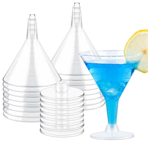 Zezzxu 24 Pack Plastic Martini Glasses - 7 oz Disposable Clear Plastic Cocktail Cups, Unbreakable & Reusable Wine Shooter Glasses for Party Margarita, Champagne, Wine