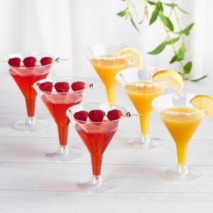 Zezzxu 24 Pack Plastic Martini Glasses - 7 oz Disposable Clear Plastic Cocktail Cups, Unbreakable & Reusable Wine Shooter Glasses for Party Margarita, Champagne, Wine