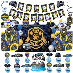 police birthday party decoration police party supplies include police happy birthday banner police latex balloons police car foil balloons police background police cake topper cupcake topper spirals
