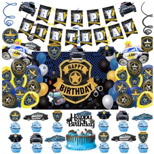 Police Birthday Party Decoration Police Party Supplies Include Police Happy Birthday Banner Police Latex Balloons Police Car Foil Balloons Police Background Police Cake Topper Cupcake Topper Spirals