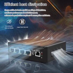 KingnovyPC Firewall Micro Appliance, 4 Port i226 2.5GbE LAN Fanless Mini PC N5105, 2* DDR4, HDMI, DP, RJ45 COM, 4*USB Gigabit Ethernet AES-NI VPN Router Openwrt Barebone