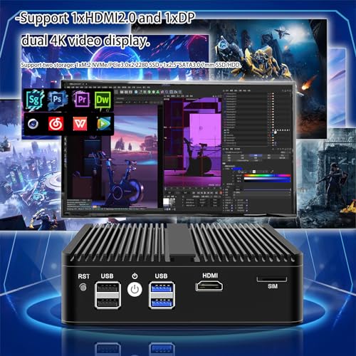 KingnovyPC Firewall Micro Appliance, 4 Port i226 2.5GbE LAN Fanless Mini PC N5105, 2* DDR4, HDMI, DP, RJ45 COM, 4*USB Gigabit Ethernet AES-NI VPN Router Openwrt Barebone