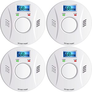 smoke detector and carbon monoxide detector co2 detector battery powered with test/reset button 4 pack