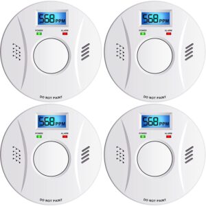 Smoke Detector and Carbon Monoxide Detector Co2 Detector Battery Powered with Test/Reset Button 4 Pack