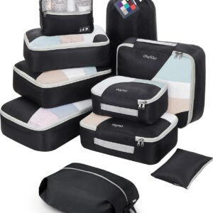 ALL INCLUDED 10 Set Sturdy Packing Cubes for Suitcases,OlarHike Travel Essentials,UPGRADED Anti-Tear Stitching, NEW Improved Luggage Packing Organizers for Travel Accessories(Black)