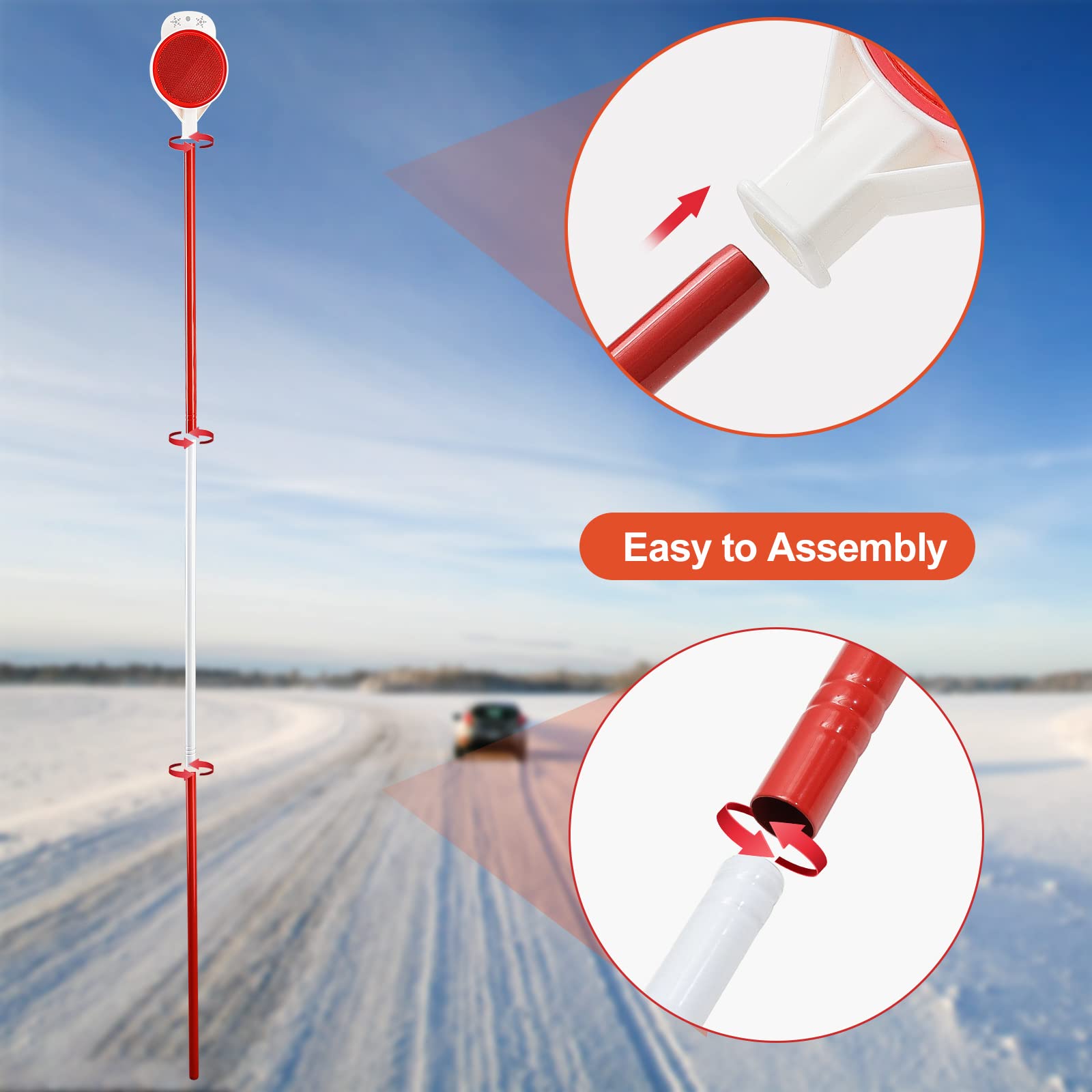 Driveway Markers for Snow Plowing 36-48inch, Metal Snow Stakes, Highly Visible Double-Sided Reflectors for Driveway Mailbox Parking Snow Markers (4 Packs)