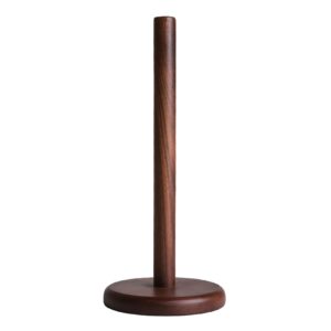 uptaly 1 pcs paper towel holder (12.2'' x 5.3''), solid black walnut wood, with round wooden base, no splicing base, standing paper towels dispenser, vintage kitchen paper hanger rack