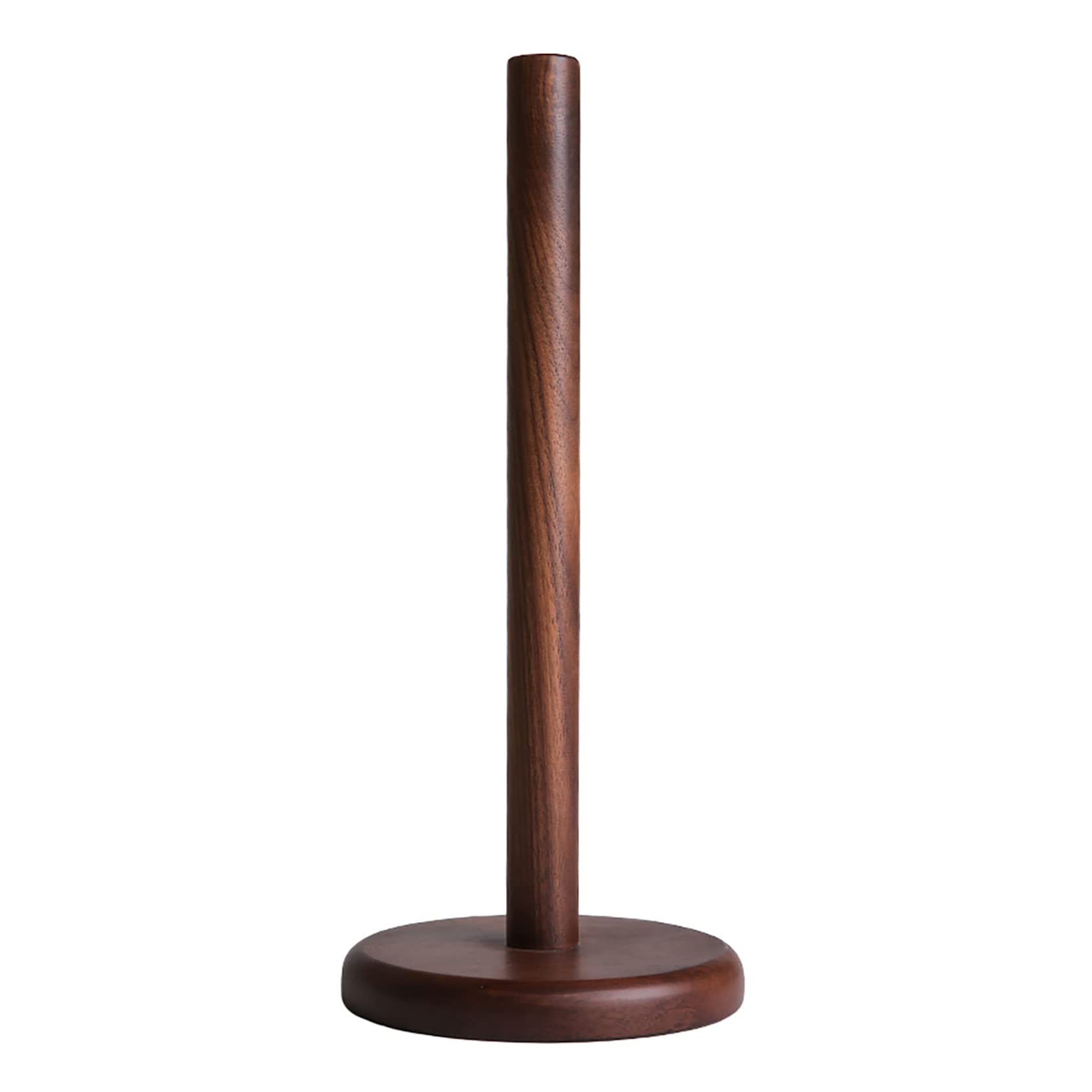 UPTALY 1 pcs Paper Towel Holder (12.2'' x 5.3''), Solid Black Walnut Wood, with Round Wooden Base, no Splicing Base, Standing Paper Towels Dispenser, Vintage Kitchen Paper Hanger Rack