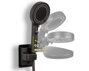 soashower high pressure handheld shower 5-settings、leakproof extra long 78 inch stainless steel hose、adhesive shower head holder（height/angle adjustable）、matte black(classic)、on/off pause switch