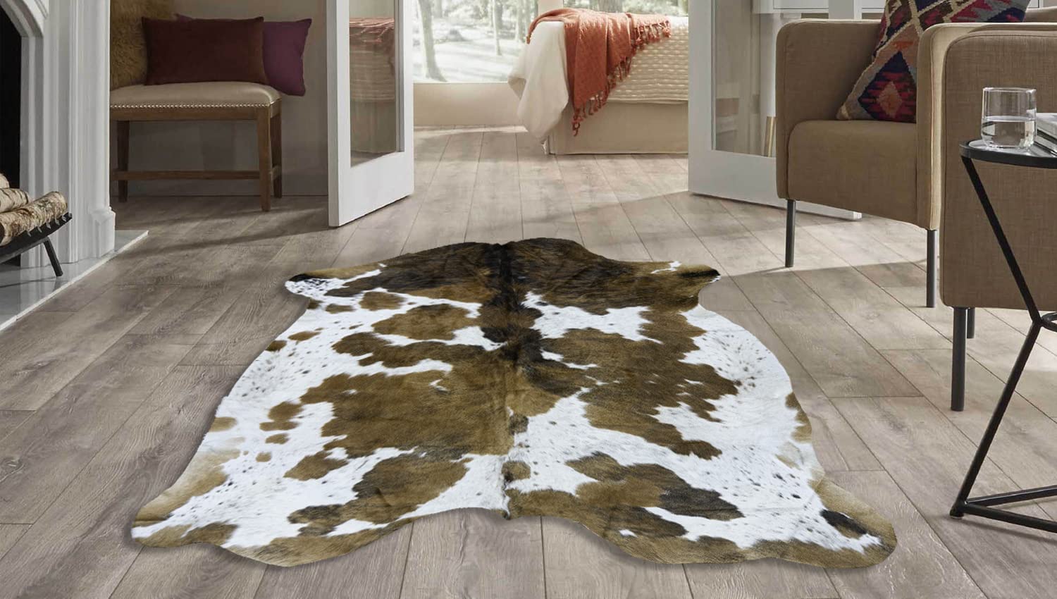 bonanza leathers Genuine Cowhide Rug Tricolor Size S/L/XL 5X6/6X7/7X8 FT (XL)