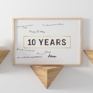 4LittleHeroes 50th Birthday Guest Book Alternative – Premium Card Board Laminated Anniversary Decoration with 3D Gold Foil – Design and Made in Europe 11x17 Inch Cheers to 50 Years [Unframed]