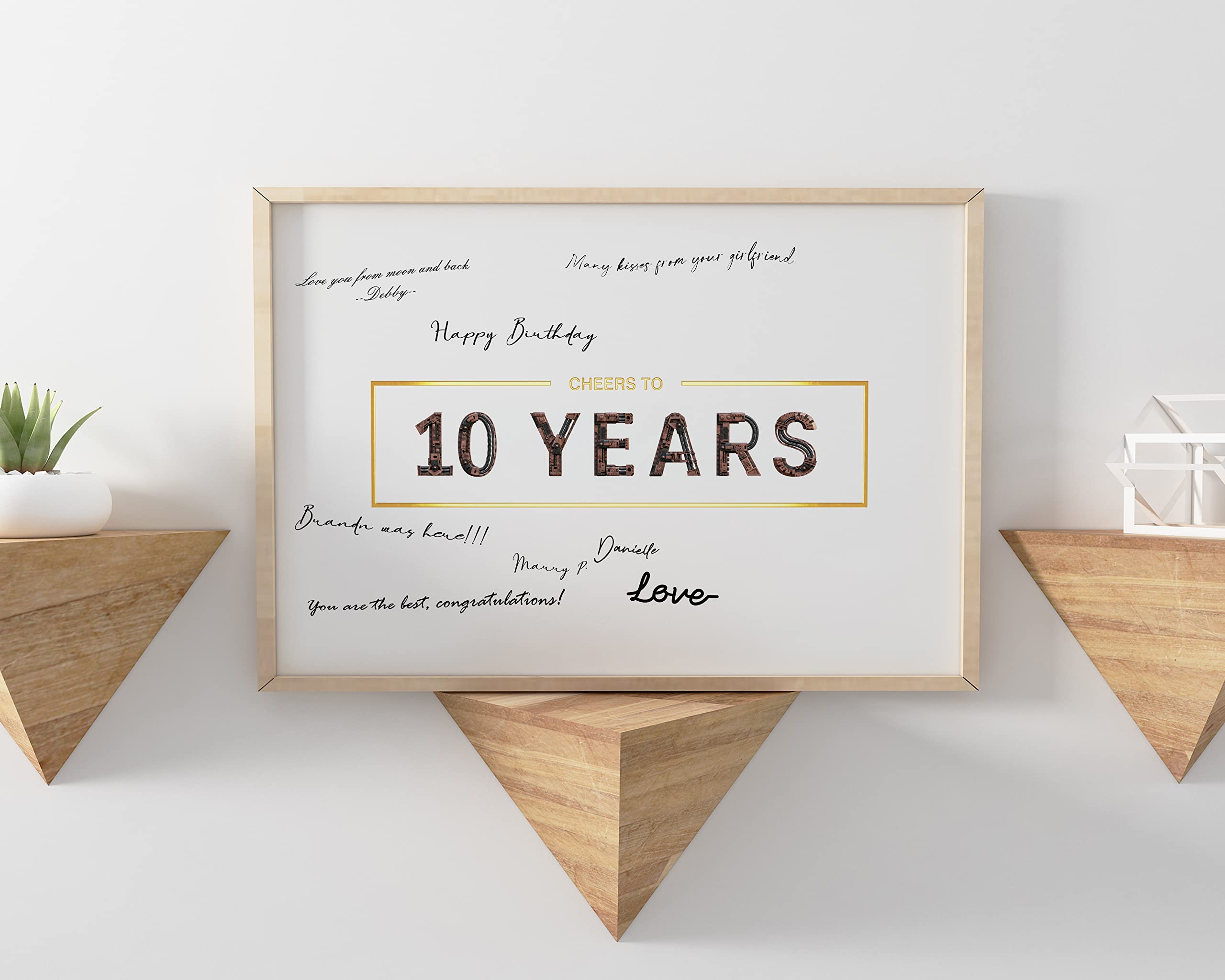 4LittleHeroes 50th Birthday Guest Book Alternative – Premium Card Board Laminated Anniversary Decoration with 3D Gold Foil – Design and Made in Europe 11x17 Inch Cheers to 50 Years [Unframed]