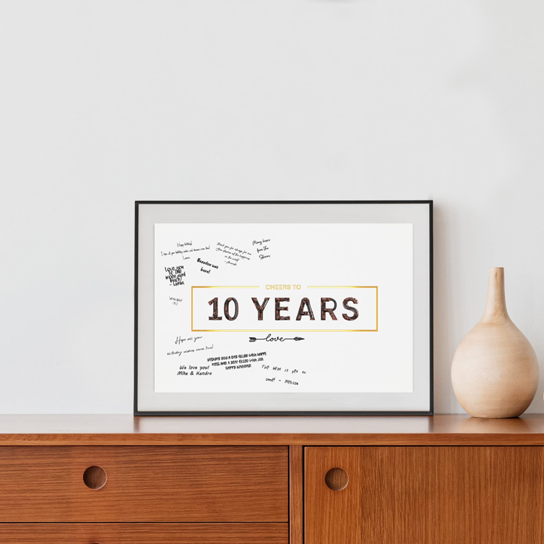 4LittleHeroes 50th Birthday Guest Book Alternative – Premium Card Board Laminated Anniversary Decoration with 3D Gold Foil – Design and Made in Europe 11x17 Inch Cheers to 50 Years [Unframed]