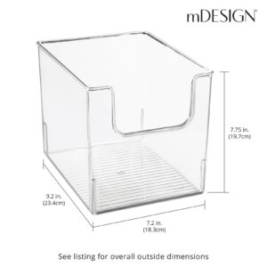 mDesign Modern Plastic Open Front Dip Storage Organizer Bin Basket for Home Office Organization - Shelf, Cubby, Cabinet, Cupboard, and Closet Organizing Decor - Ligne Collection - 8 Pack - Clear