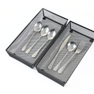 BYCY 3 Pack Mesh Flatware Drawer Organizer for Kitchen/Office/Home Tools,Spoon Knife Fork Organizers Box Utensil Tabletop Storage Tray (12 x 6 x 2 Inch)