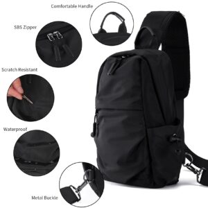 Seoky Rop Men Women Sling Bag Backpack Lightweight Water Resistant Chest Shoulder Crossbody Bags for Walking Travel Cycling Large Black