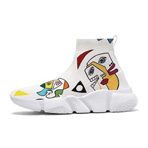 womens walking sock shoes graffiti sneakers pull-on custom painted daily shoes abstract beauty