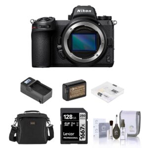 nikon z 7ii mirrorless camera, bundle with 128gb memory card, bag, battery, charger, screen protector, cleaning kit