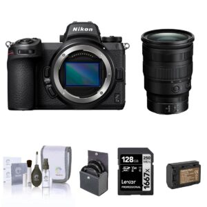 nikon z 7ii mirrorless camera with nikkor z 24-70mm f/2.8 s lens, bundle with 128gb memory card, battery, 82mm filter kit, cleaning kit