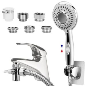 shower head sink-faucet bathtub, hose sprayer attachment with 5 adapters, 79" hose for hair washing, pet dog rinse & baby bath, on/off extension for tub faucet, utility sink, laundryroom, garden