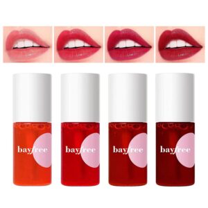 fvquhvo lip tint stain set - mini liquid lipstick kit,watery and moisturizing lip stain, long wearing lip tint,easy application tinta para labios,3-in-1 lip makeup(pack of 4 colors)