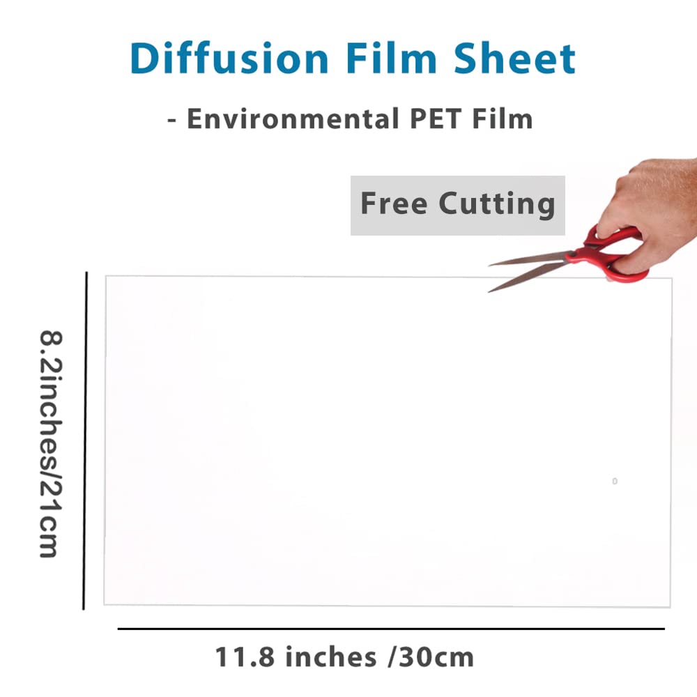 Adhesive Diffusion Film 8.2x11.8inches/ 21x30cmSheet Lighting Dimming Diffuser Filter for Softening Led Lights, 3 Pack