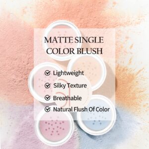 Boobeen Matte Blush Powder Makeup Loose Powder Face Blushes Single Color Blush Rouge Powder Natural Pink Blush for cheeks, Easily Blends, Smoothly with Satin Matte Look