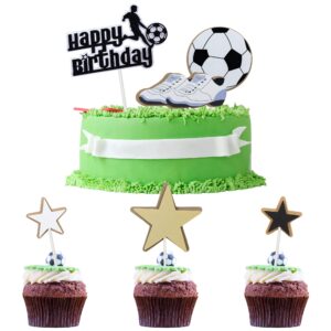 6 pack soccer cake topper decorations kits diy soccer ball shoes happy birthday cake picks sport football theme birthday party baby shower cake decorations kids boys men birthday party supplies