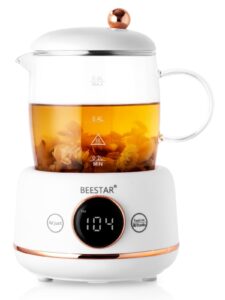 beestar small electric kettle with automatic heat preservation,glass portable kettle temperature control,6 preset programs,high borosilicate glass,0.6 liter capacity for your office or kitchen
