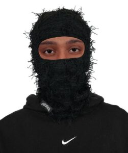 atakai balaclava distressed knitted full face ski mask winter windproof neck warmer for men women one size fits all, yeat inspired (black)