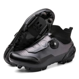 ksloutdoor unisex outdoor sports cycling shoes high mtb/mountain men's bike shoes winter spd women's compatible 2-bolt black size 5/7