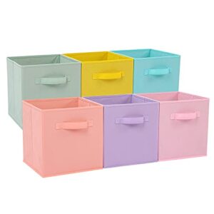 Stero Fabric Storage Bins 13x13x13 Inch 6 Pack Fun Colored Storage Cubes with Handles Foldable Cube Baskets for Home, Kids, Closet and Toys Organization, Multi Colored