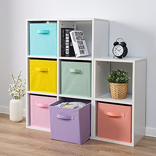 Stero Fabric Storage Bins 13x13x13 Inch 6 Pack Fun Colored Storage Cubes with Handles Foldable Cube Baskets for Home, Kids, Closet and Toys Organization, Multi Colored