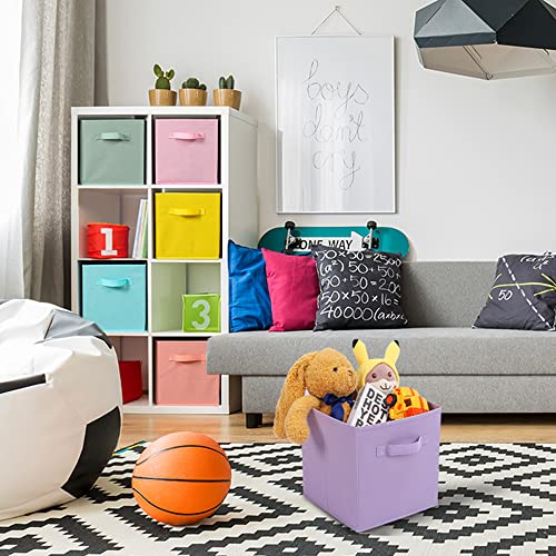 Stero Fabric Storage Bins 13x13x13 Inch 6 Pack Fun Colored Storage Cubes with Handles Foldable Cube Baskets for Home, Kids, Closet and Toys Organization, Multi Colored