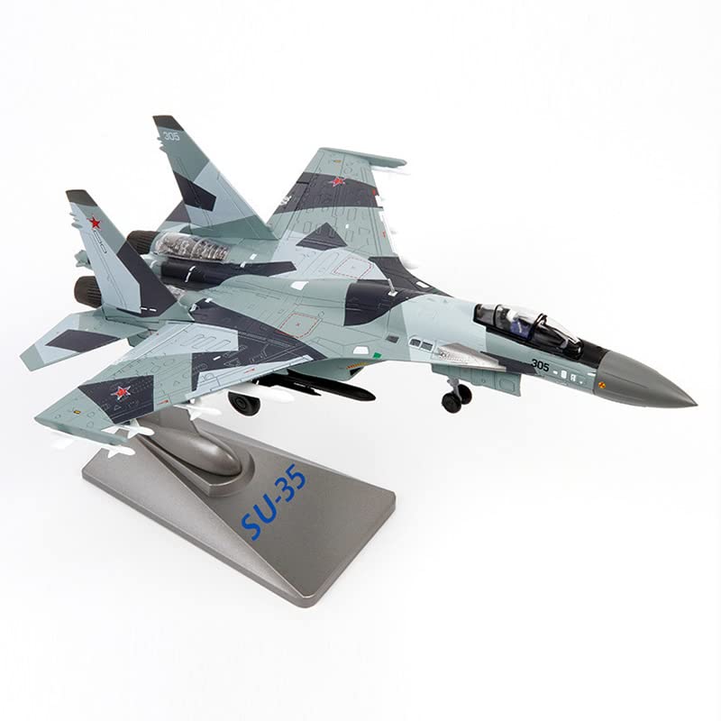 NUOTIE Sukhoi SU-35 Flanker-E 1/72 Diecast Metal Aircraft Model Kit Soviet Union Military Fighter Alloy Pre-Build Replica Airplane for Adults Enthusiasts Collections or Gift