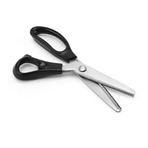 pinking shears scissors for fabric paper cutting, 9" stainless steel zig zag cut scissors, professional strong sharpe sewing dressmaking scissors, decorative edge patterns serrated