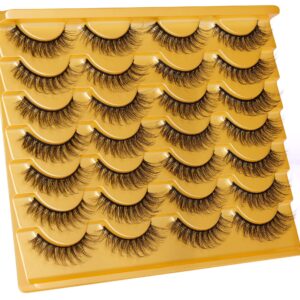 False Eyelashes Natural Look 12mm Fluffy Lashes Wispy Faux Mink Eyelashes 3D Volume Cat Eye Lashes Pack by Zegaine 14 Pairs