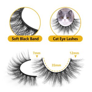 False Eyelashes Natural Look 12mm Fluffy Lashes Wispy Faux Mink Eyelashes 3D Volume Cat Eye Lashes Pack by Zegaine 14 Pairs