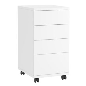ttview file cabinet, mobile filing cabinet with wheels, 4-drawer rolling pedestal under desk for a4, letter size, file folders white 12.9x15.3x 25 in